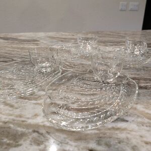 Vintage 4 Snack Plate Set Federal Glass